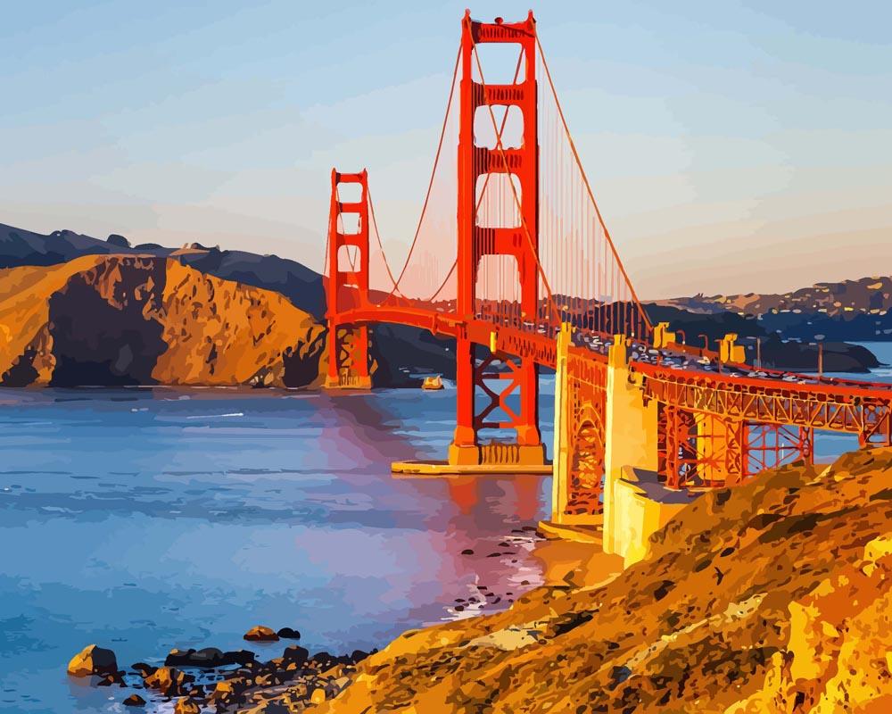 Malen nach Zahlen - Golden Gate Brücke, mit Rahmen Malen nach Zahlen - Golden Gate Brücke, mit Rahmen von DIY - Malen nach Zahlen