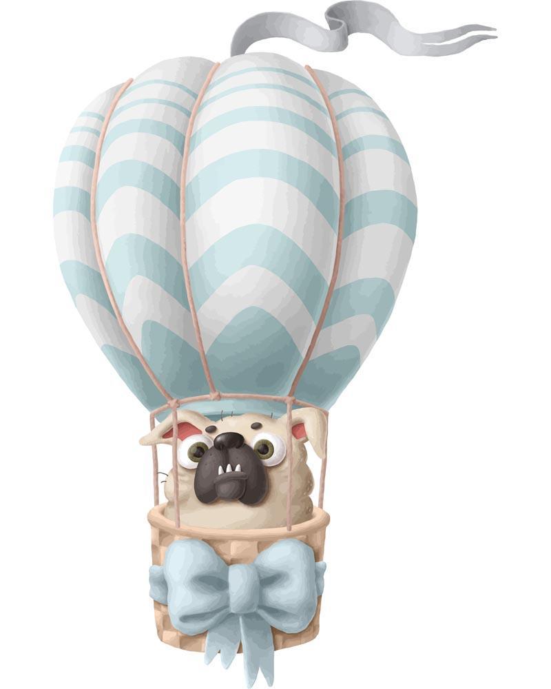 Malen nach Zahlen - Heißluftballon - Bulldogge, mit Rahmen von DIY - Malen nach Zahlen