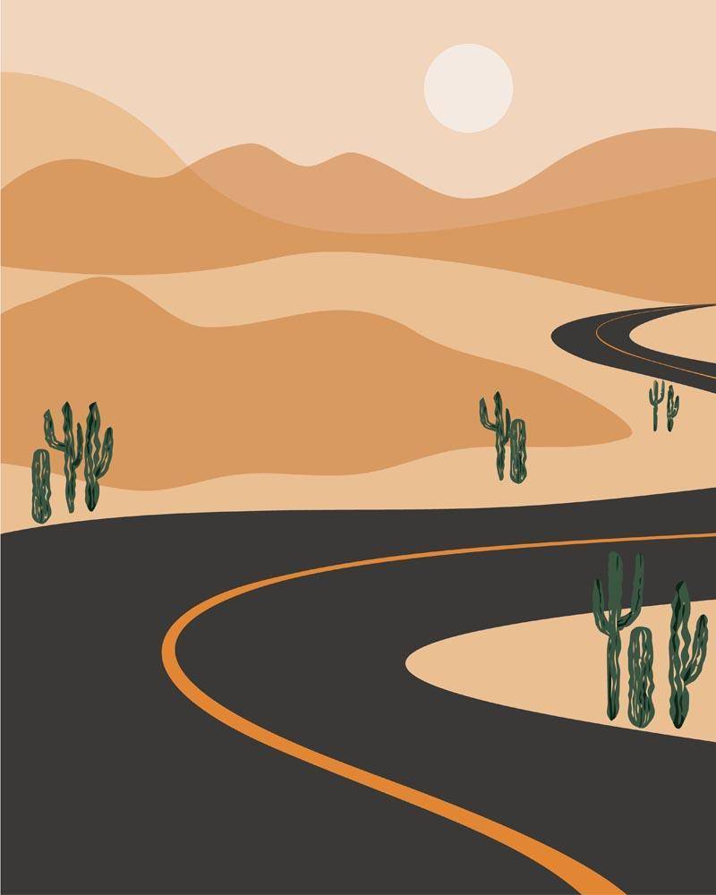 Malen nach Zahlen - Landschaft Illustration 5, mit Rahmen von DIY - Malen nach Zahlen