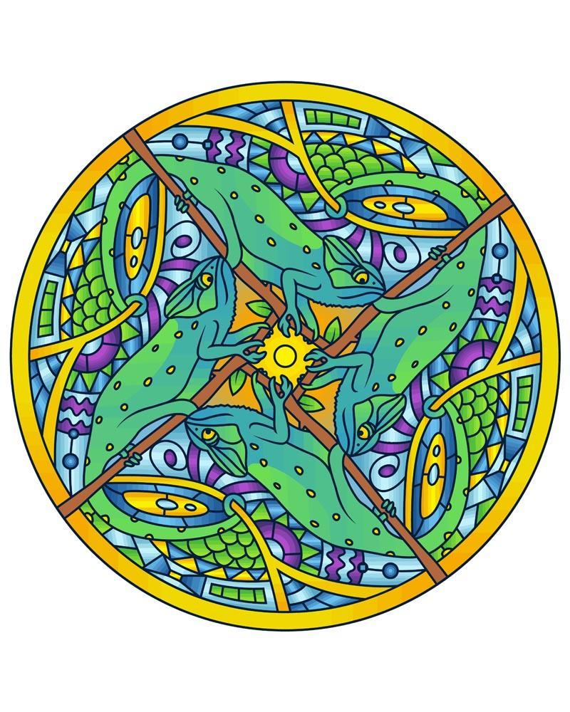 Malen nach Zahlen - Mandala - Chameleon, mit Rahmen von DIY - Malen nach Zahlen