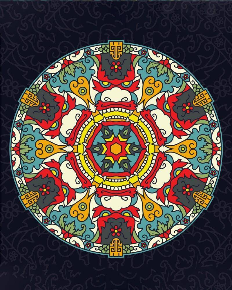 Malen nach Zahlen - Mandala - Chinesische Farben, mit Rahmen von DIY - Malen nach Zahlen
