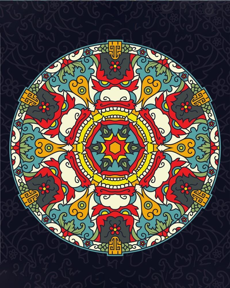 Malen nach Zahlen - Mandala - Chinesische Farben, ohne Rahmen von DIY - Malen nach Zahlen