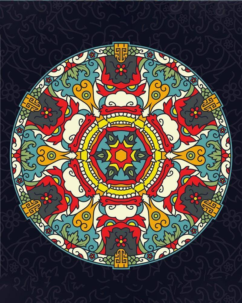 Malen nach Zahlen - Mandala - Chinesische Farben, ohne Rahmen von DIY - Malen nach Zahlen