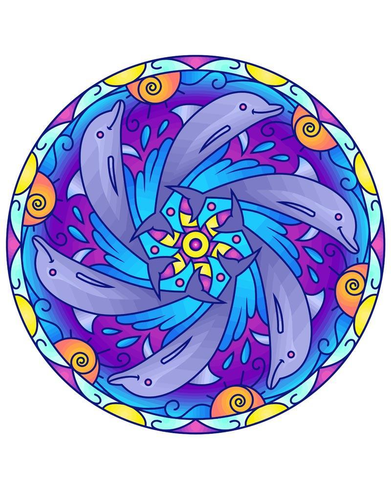Malen nach Zahlen - Mandala - Delphin, mit Rahmen von DIY - Malen nach Zahlen