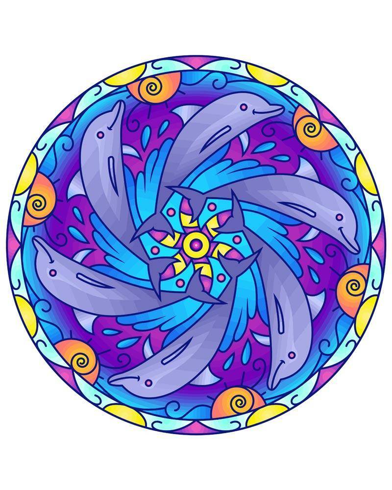 Malen nach Zahlen - Mandala - Delphin, mit Rahmen von DIY - Malen nach Zahlen