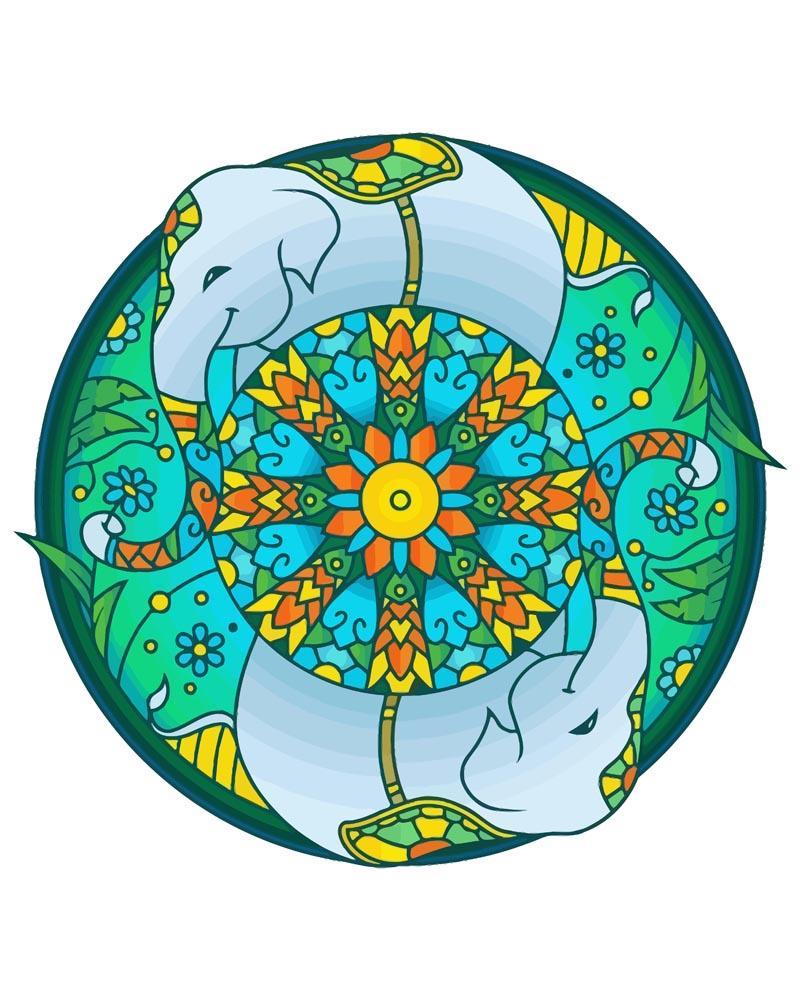 Malen nach Zahlen - Mandala - Elefant, mit Rahmen von DIY - Malen nach Zahlen