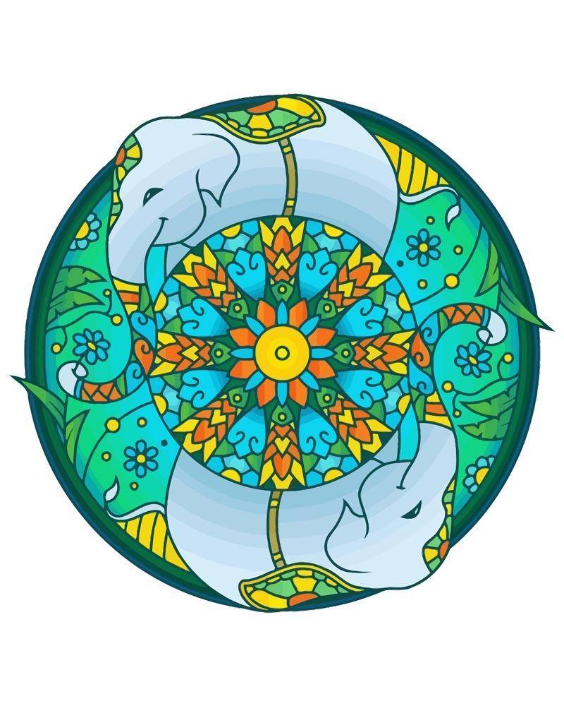 Malen nach Zahlen - Mandala - Elefant, mit Rahmen von DIY - Malen nach Zahlen