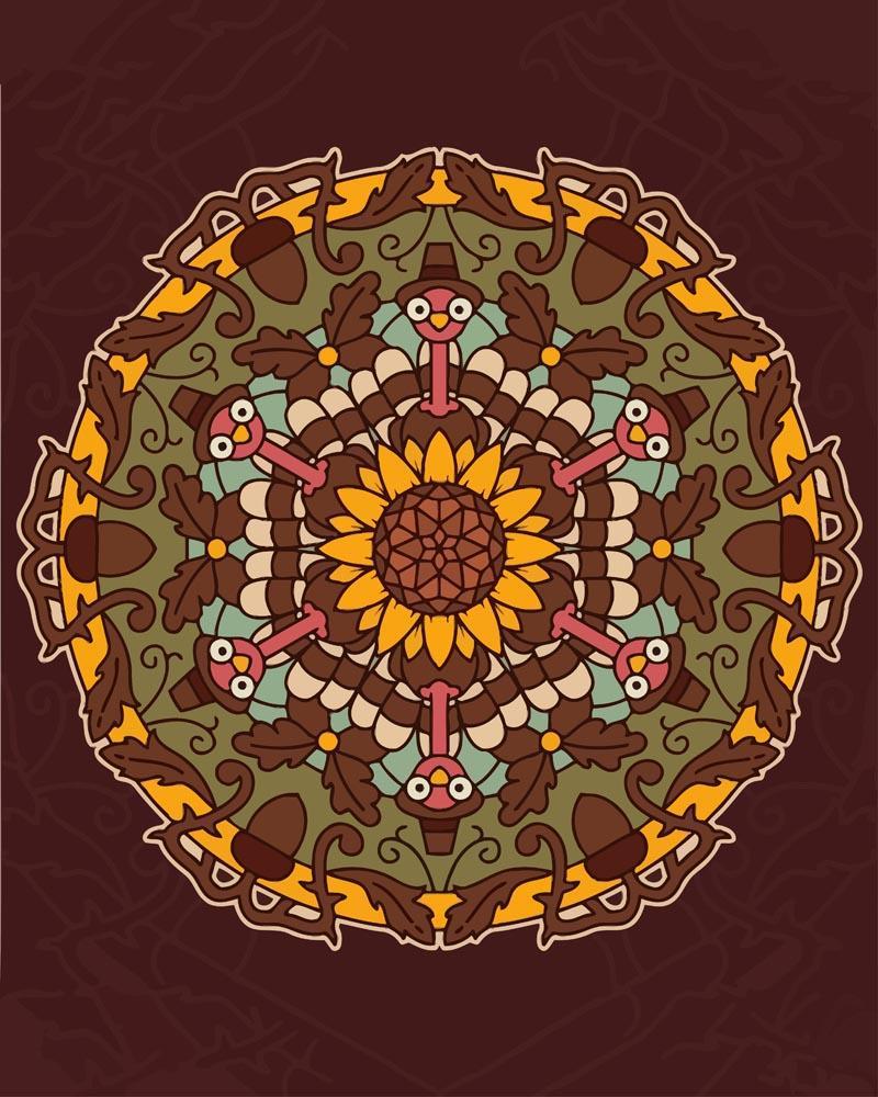 Malen nach Zahlen - Mandala - Erntedankfest Farbe, mit Rahmen von DIY - Malen nach Zahlen