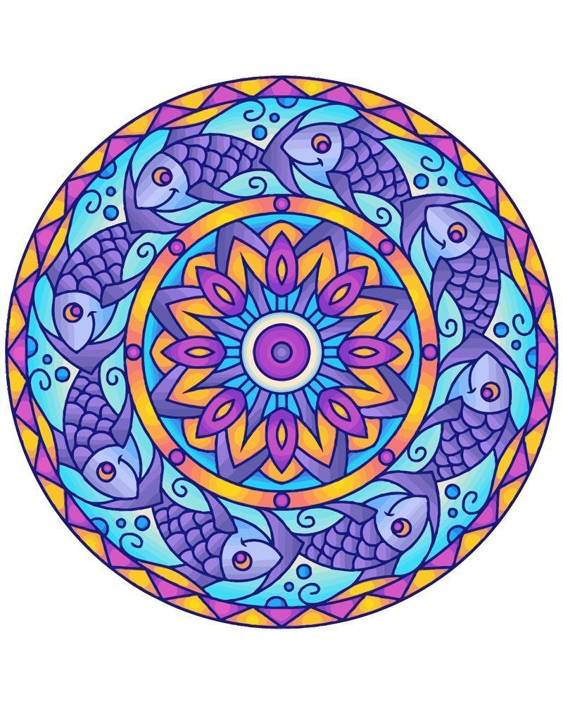 Malen nach Zahlen - Mandala - Fisch, mit Rahmen von DIY - Malen nach Zahlen