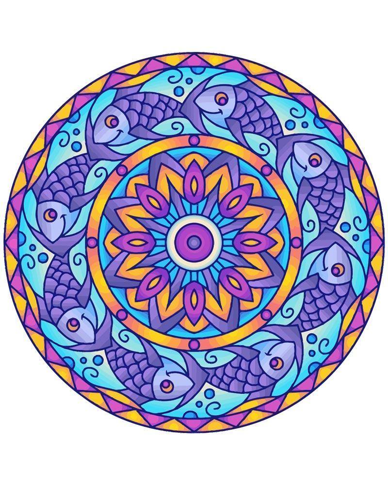 Malen nach Zahlen - Mandala - Fisch, ohne Rahmen von DIY - Malen nach Zahlen