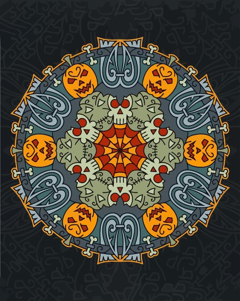 Malen nach Zahlen - Mandala - Halloweenfarben, mit Rahmen von DIY - Malen nach Zahlen