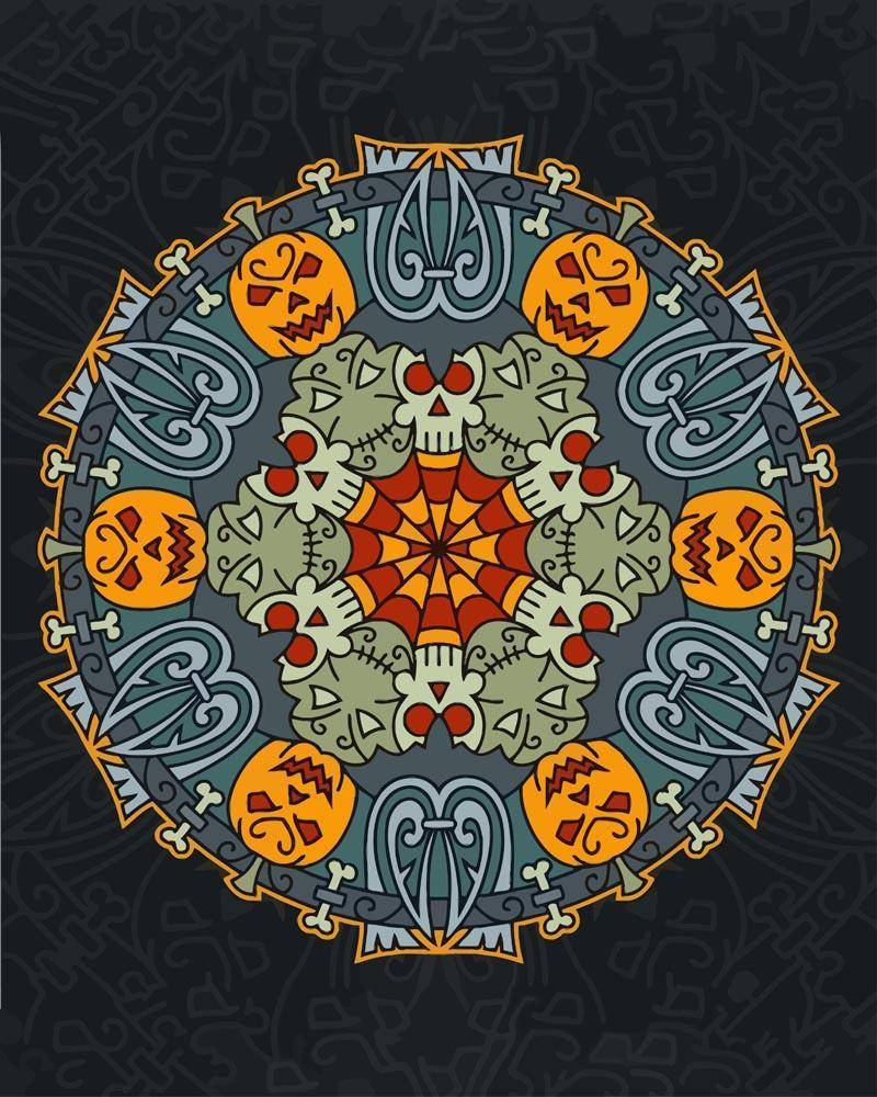 Malen nach Zahlen - Mandala - Halloweenfarben, mit Rahmen von DIY - Malen nach Zahlen