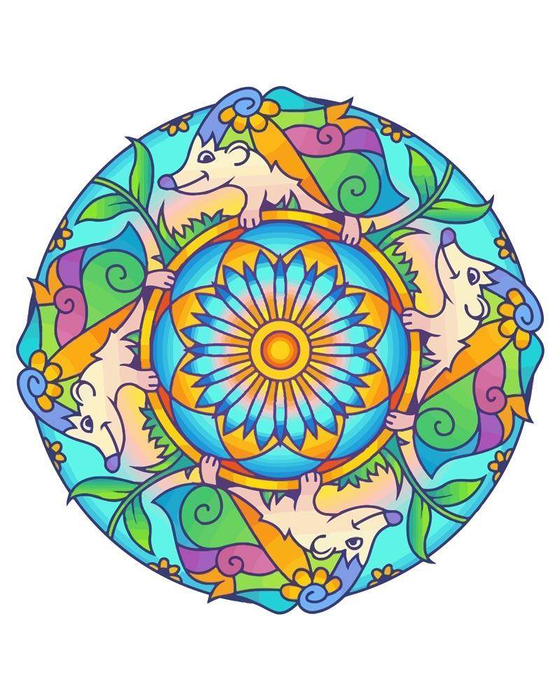Malen nach Zahlen - Mandala - Igel, mit Rahmen von DIY - Malen nach Zahlen