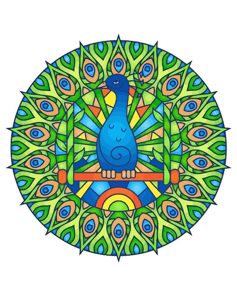 Malen nach Zahlen - Mandala - Pfau, mit Rahmen von DIY - Malen nach Zahlen