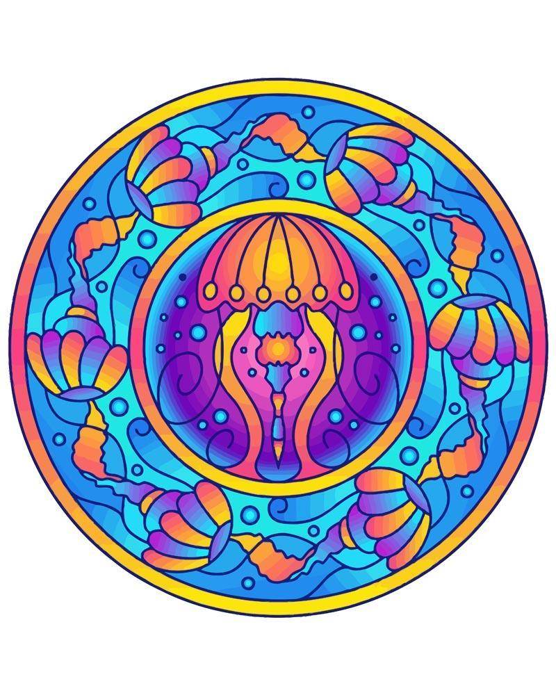 Malen nach Zahlen - Mandala - Qualle, mit Rahmen von DIY - Malen nach Zahlen