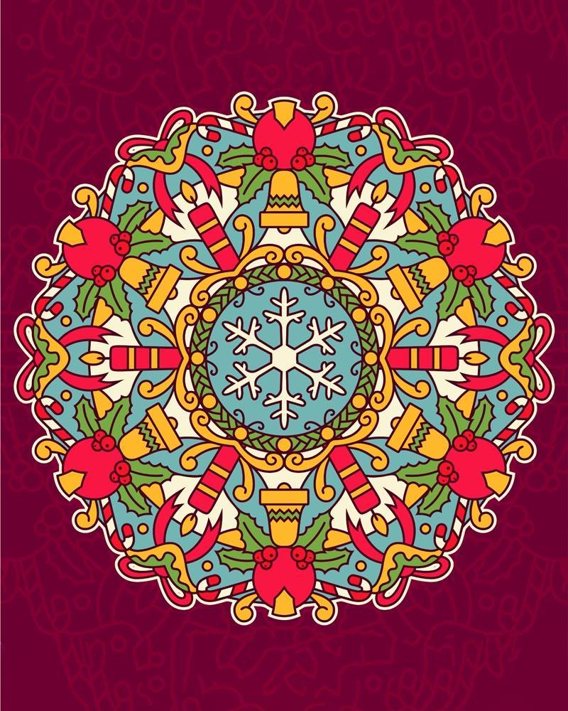Malen nach Zahlen - Mandala - Weihnachtsfarben, mit Rahmen von DIY - Malen nach Zahlen