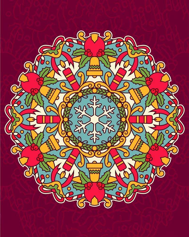Malen nach Zahlen - Mandala - Weihnachtsfarben, mit Rahmen von DIY - Malen nach Zahlen