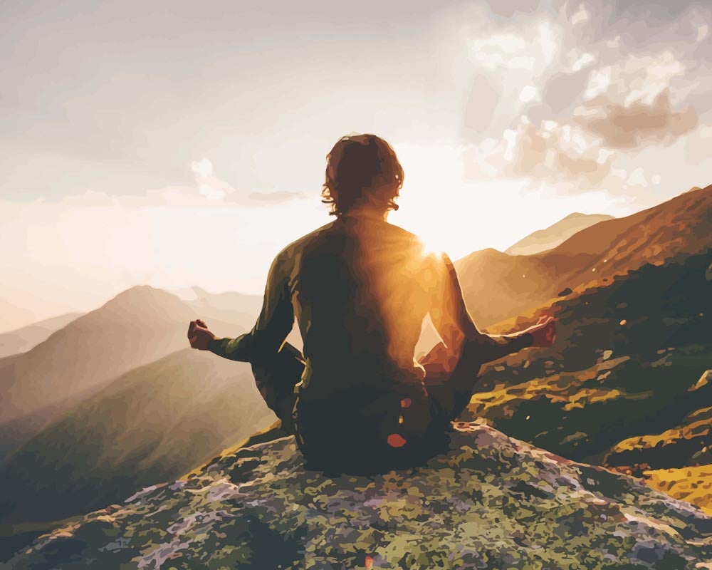 Malen nach Zahlen - Meditation am Berg, mit Rahmen Malen nach Zahlen - Meditation am Berg, mit Rahmen von DIY - Malen nach Zahlen