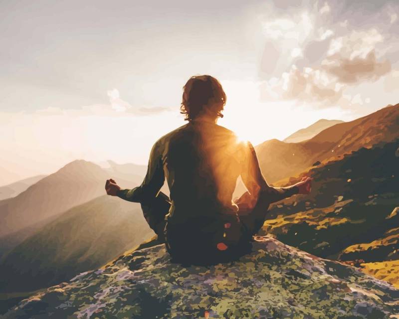 Malen nach Zahlen - Meditation am Berg, ohne Rahmen von DIY - Malen nach Zahlen