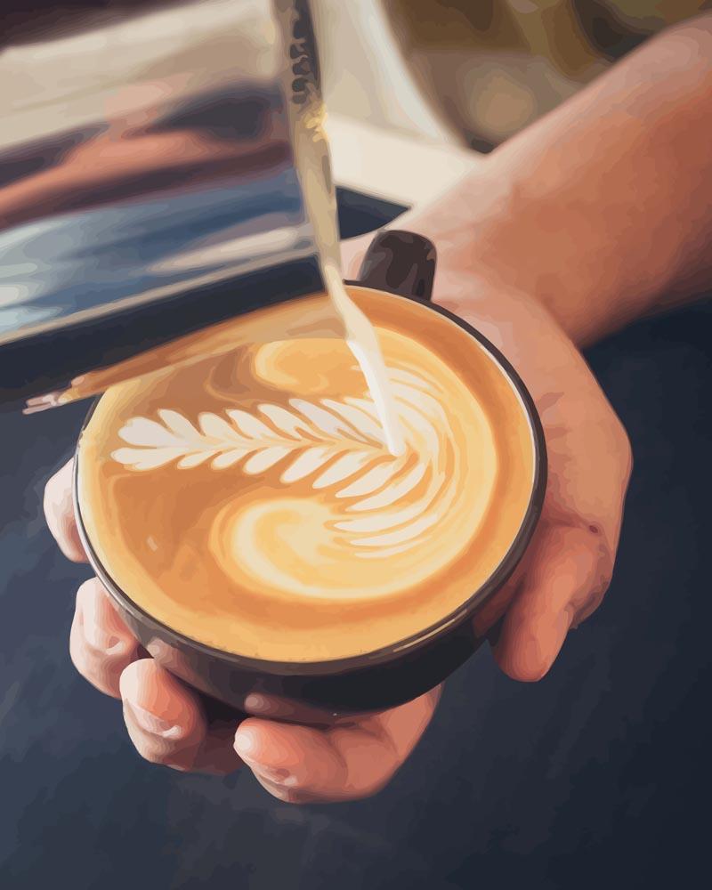 Malen nach Zahlen - Milchkaffee (Latte), mit Rahmen von DIY - Malen nach Zahlen