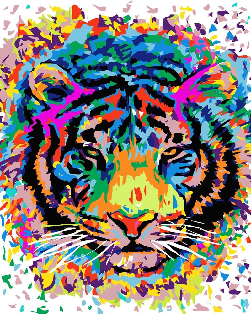 Malen nach Zahlen - Neon Tigerbild, mit Rahmen von DIY - Malen nach Zahlen