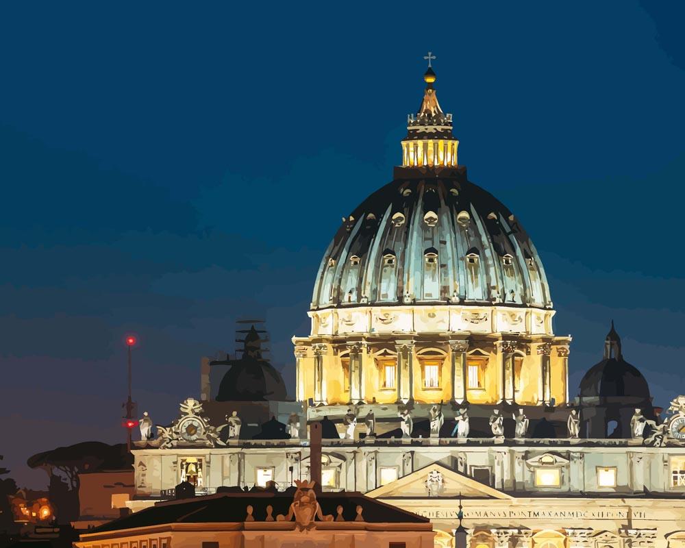Malen nach Zahlen - Petersdom im Vatikan - Rom - Italien, mit Rahmen von DIY - Malen nach Zahlen