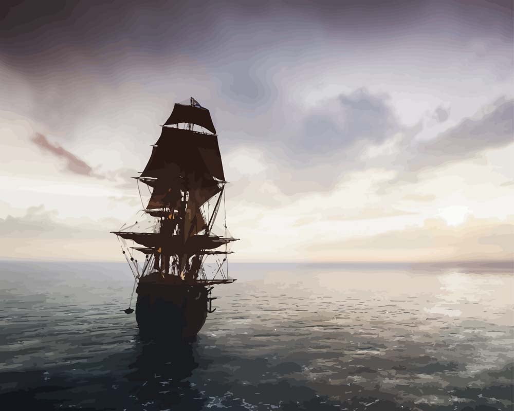 Malen nach Zahlen - Piratenschiff, mit Rahmen von DIY - Malen nach Zahlen