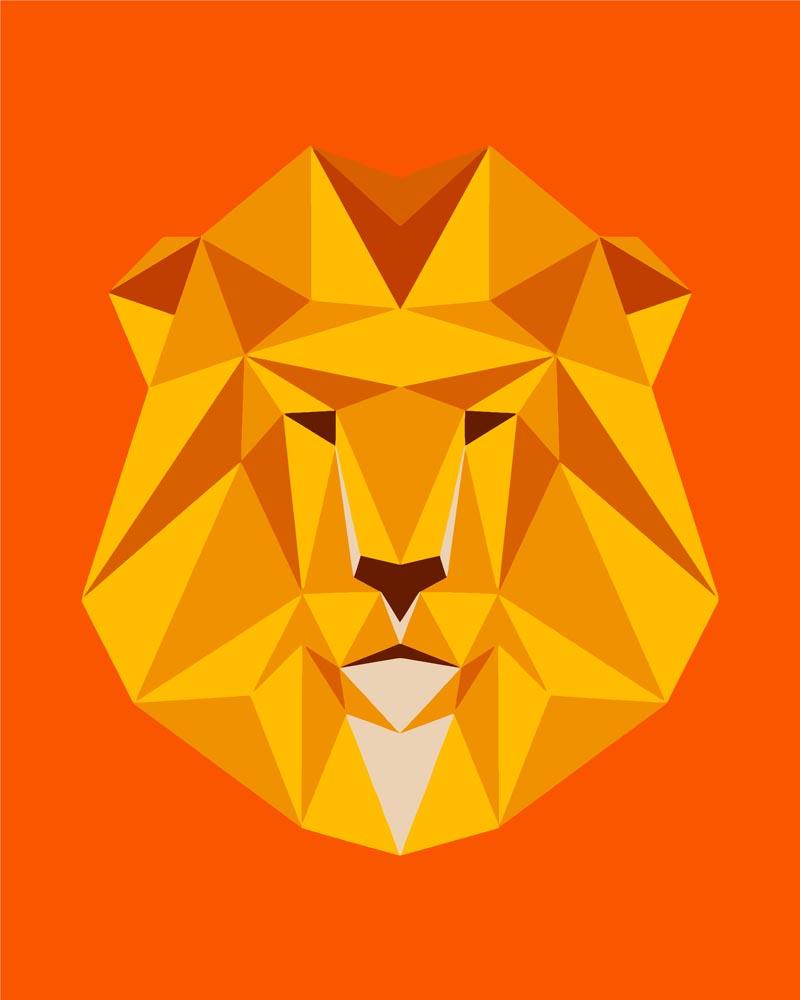 Malen nach Zahlen - Polygon Löwenkopf, mit Rahmen von DIY - Malen nach Zahlen