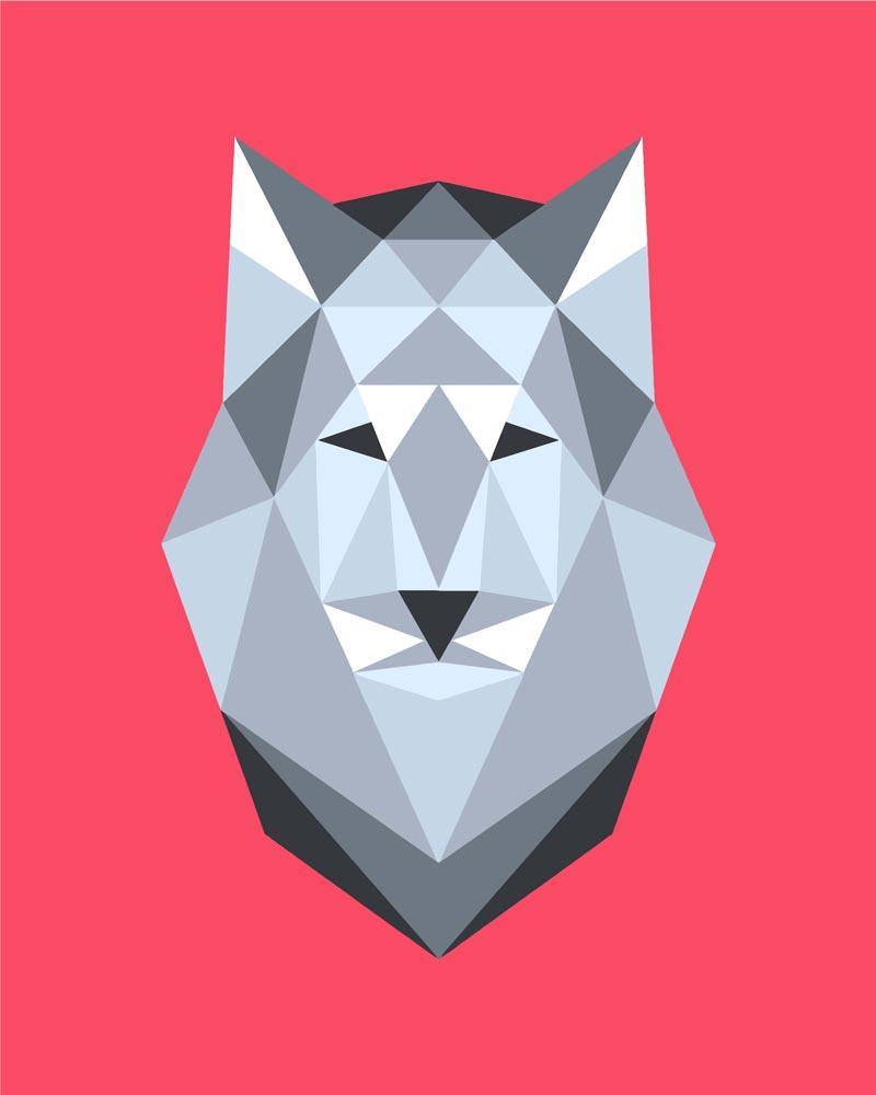 Malen nach Zahlen - Polygon Wolf, mit Rahmen von DIY - Malen nach Zahlen