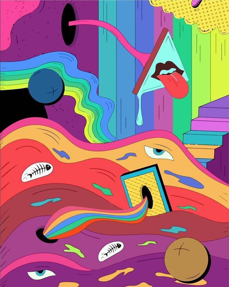 Malen nach Zahlen - Psychedelischer Hintergrund - 2, mit Rahmen von DIY - Malen nach Zahlen