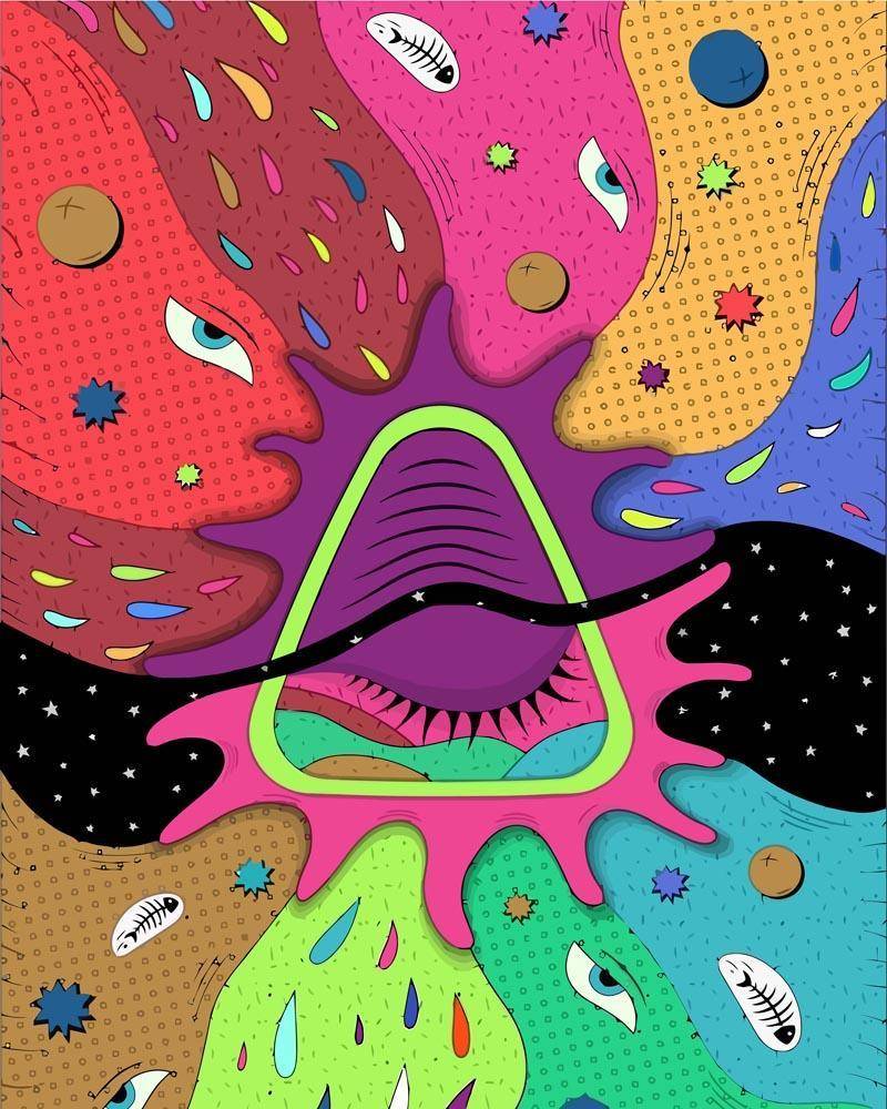 Malen nach Zahlen - Psychedelischer Hintergrund - 5, mit Rahmen von DIY - Malen nach Zahlen