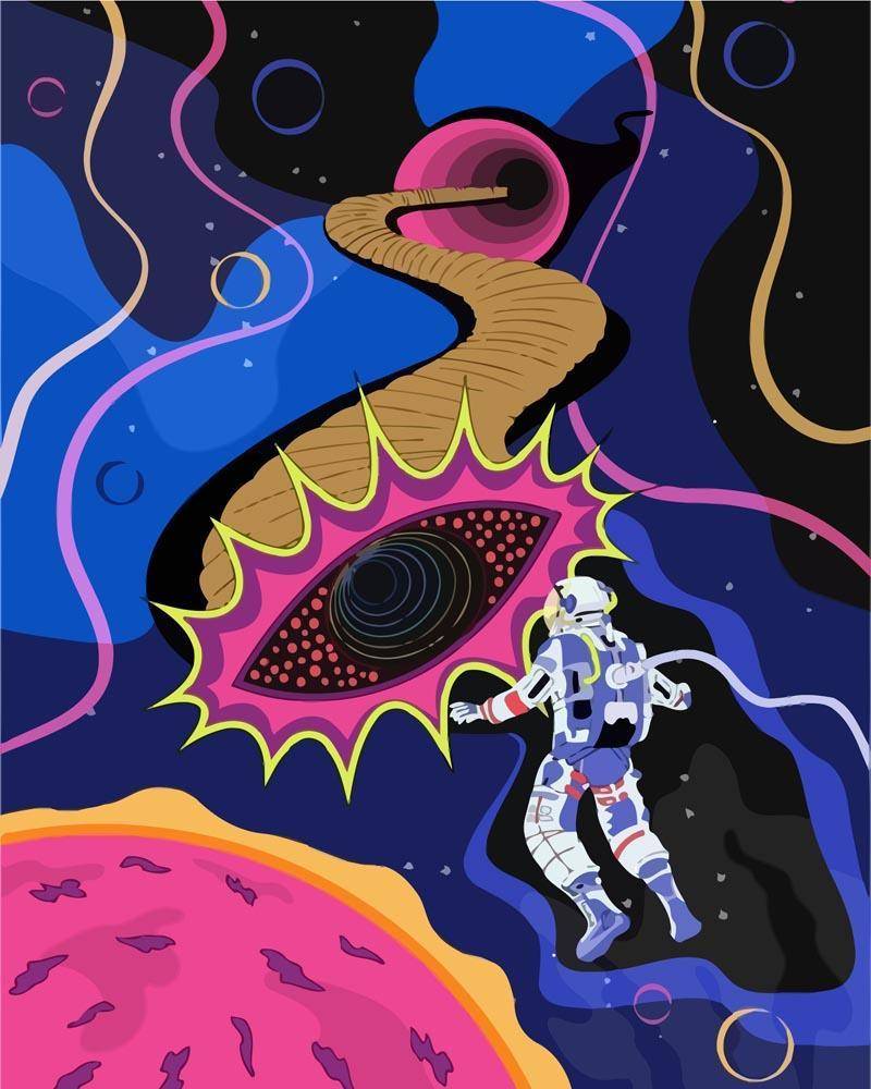 Malen nach Zahlen - Psychedelischer Hintergrund - 6, mit Rahmen von DIY - Malen nach Zahlen