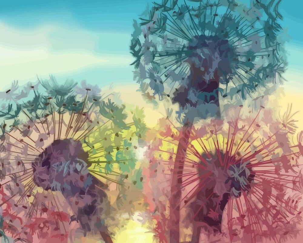 Malen nach Zahlen - Pusteblumen Sonnenuntergang, ohne Rahmen Malen nach Zahlen - Pusteblumen Sonnenuntergang, ohne Rahmen von DIY - Malen nach Zahlen