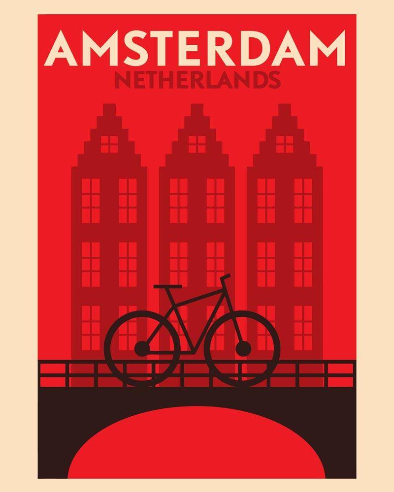 Malen nach Zahlen - Retro - Amsterdam, mit Rahmen von DIY - Malen nach Zahlen