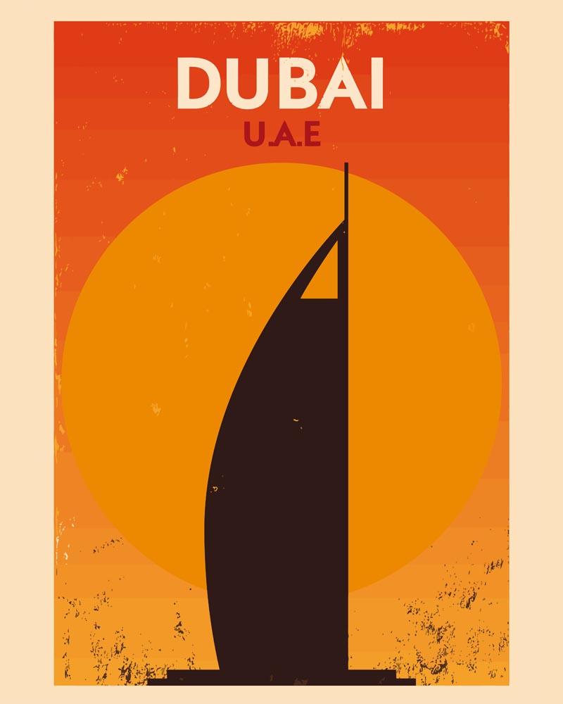 Malen nach Zahlen - Retro - Dubai UAE, mit Rahmen von DIY - Malen nach Zahlen