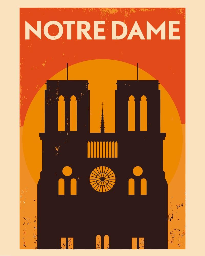 Malen nach Zahlen - Retro - Notre Dame, ohne Rahmen von DIY - Malen nach Zahlen