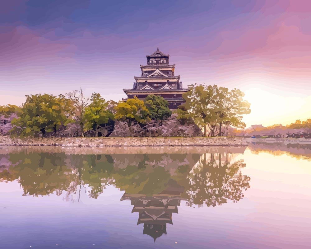 Malen nach Zahlen - Schloss Hiroshima in Japan, ohne Rahmen Malen nach Zahlen - Schloss Hiroshima in Japan, ohne Rahmen von DIY - Malen nach Zahlen