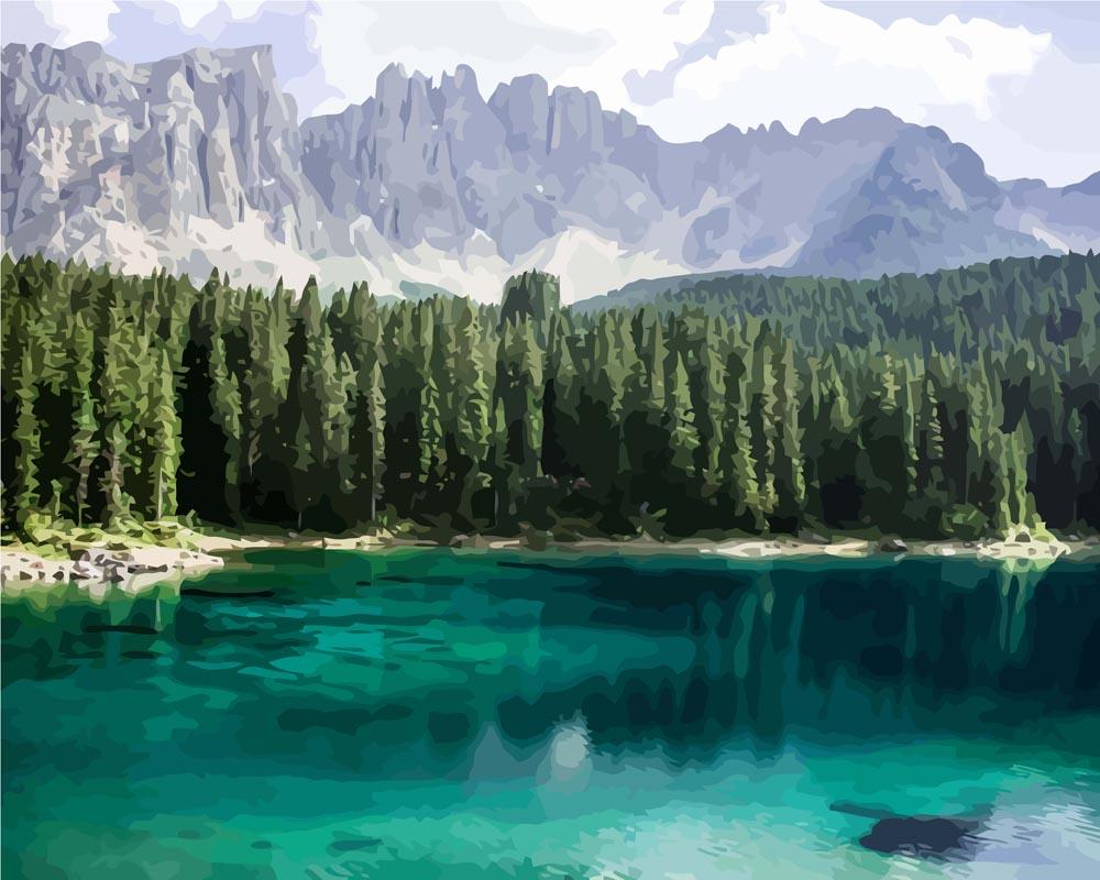 Malen nach Zahlen - See - Wald und Berge, mit Rahmen Malen nach Zahlen - See - Wald und Berge, mit Rahmen von DIY - Malen nach Zahlen