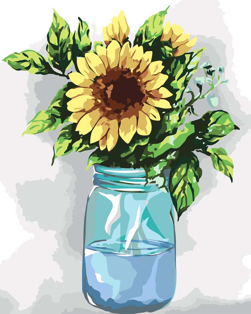 Malen nach Zahlen - Sonnenblumenwasserglas, ohne Rahmen Malen nach Zahlen - Sonnenblumenwasserglas, ohne Rahmen von DIY - Malen nach Zahlen