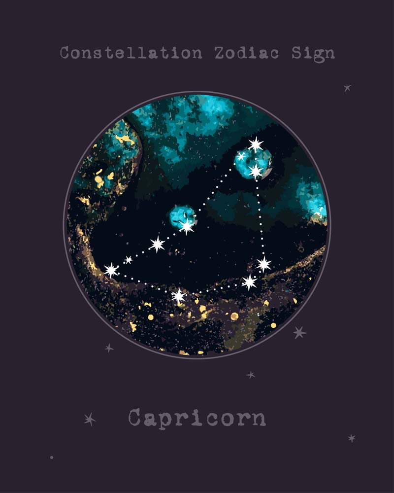 Malen nach Zahlen - Sternzeichen - Capricorn - Steinbock, mit Rahmen von DIY - Malen nach Zahlen