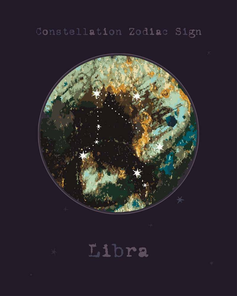 Malen nach Zahlen - Sternzeichen - Libra - Waage, mit Rahmen von DIY - Malen nach Zahlen