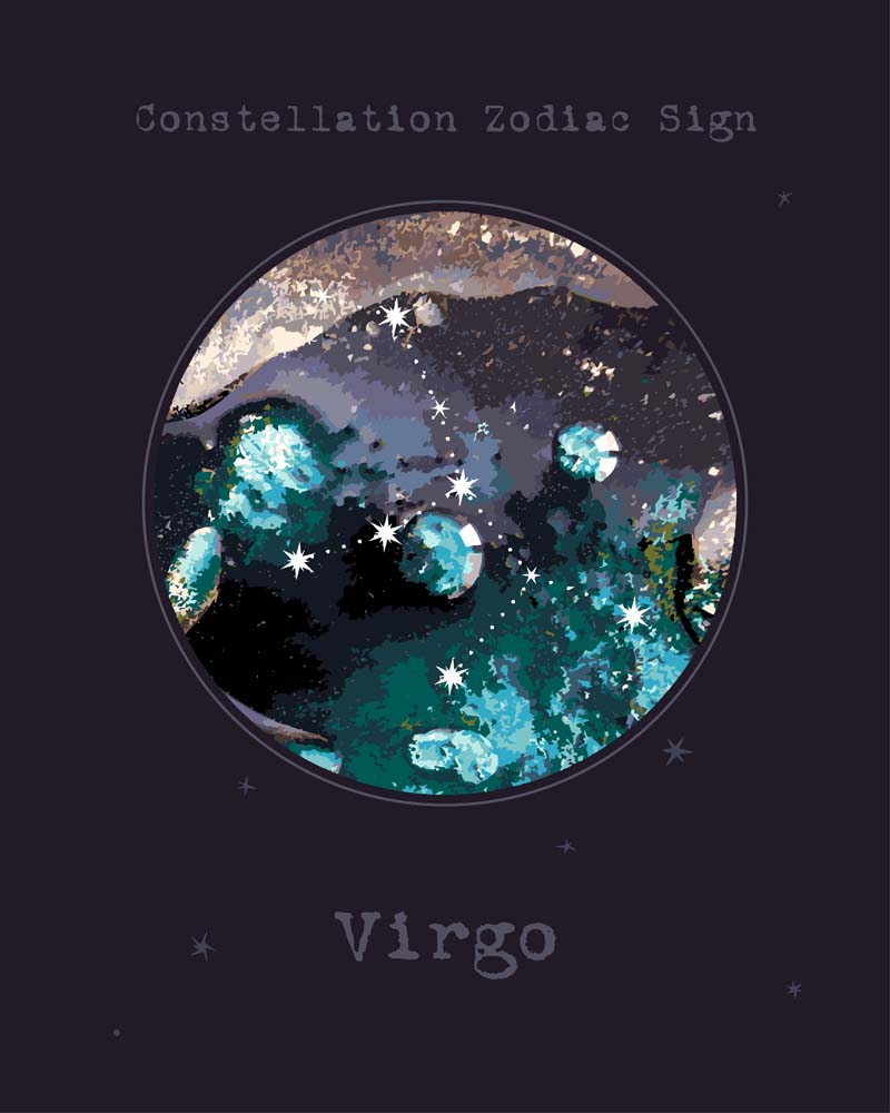 Malen nach Zahlen - Sternzeichen - Virgo - Jungfrau, mit Rahmen von DIY - Malen nach Zahlen