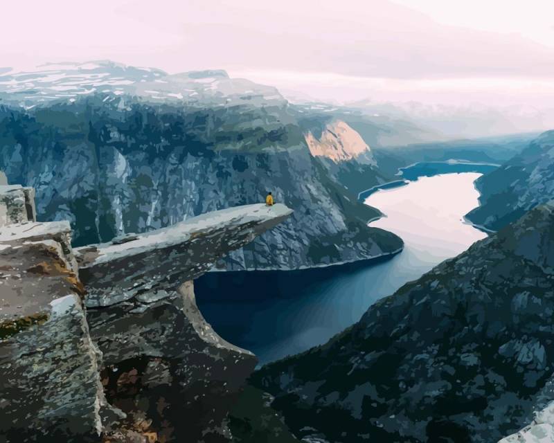 Malen nach Zahlen - Trolltunga Berg, mit Rahmen von DIY - Malen nach Zahlen