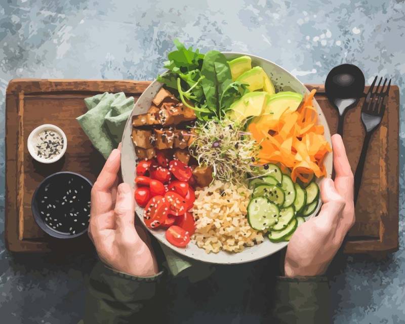 Malen nach Zahlen - Vegetarische Buddha Bowl, ohne Rahmen von DIY - Malen nach Zahlen