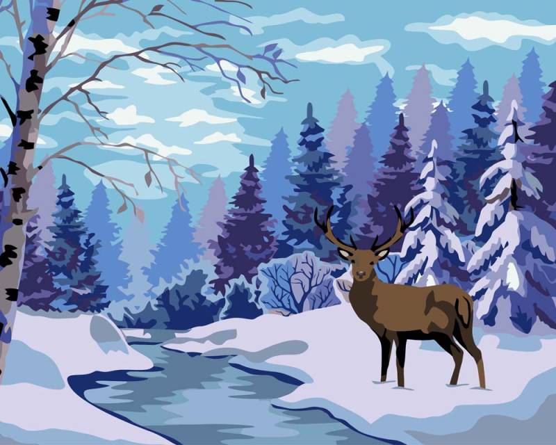 Malen nach Zahlen - Winterelch, ohne Rahmen von DIY - Malen nach Zahlen