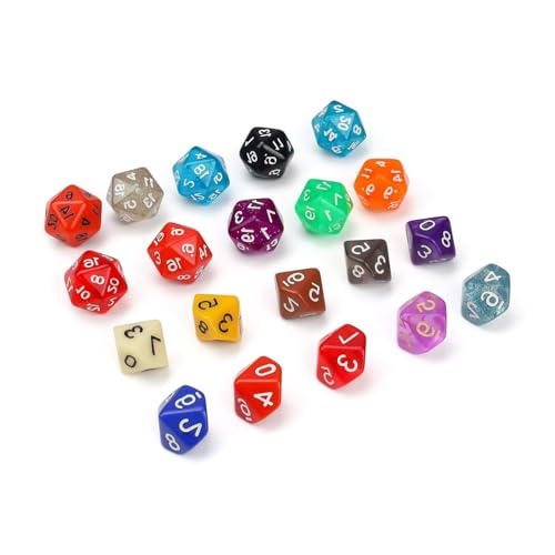 DIYCUT 20 Stück Polyedrische Würfel Transparent, 10-seitige RPG-Würfel, für D&D, Brettspielzubehör, Sammlerstücke und Tischkartenspiele (Einfarbig) von DIYCUT