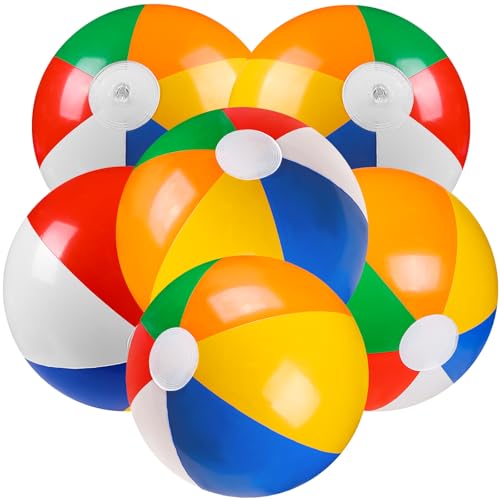 DIYDEC 6 Stück 30cm Strandbälle, Inflatable Beach Ball Bunte Strandball Aufblasbare Regenbogen Strand Spielzeug Ball für Sommer Wasser Pool Schwimmbad Spielzeug von DIYDEC