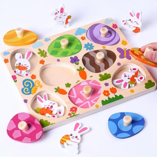 DIYDEC 8 Stück Montessori Holzspielzeug Eier, Holzpuzzle ab 1 Jahr Ostern Hasen Kaninchen Greifpuzzle für Baby Kleinkinder Sortierspiel Lernspielzeug Geburstag Ostern Geschenk DIYDEC 8 Stück Montessori Holzspielzeug Eier, Holzpuzzle ab 1 Jahr Ostern Hasen Kaninchen Greifpuzzle für Baby Kleinkinder Sortierspiel Lernspielzeug Geburstag Ostern Geschenk von DIYDEC