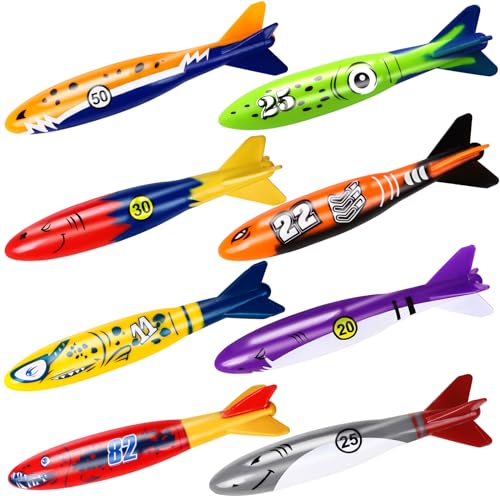DIYDEC 8 Stück Tauchen Spielzeug, Torpedo Spielzeug Schwimmbad Spielzeug für Kinder Sommer Unterwasserspiel und Tauchtraininng DIYDEC 8 Stück Tauchen Spielzeug, Torpedo Spielzeug Schwimmbad Spielzeug für Kinder Sommer Unterwasserspiel und Tauchtraininng von DIYDEC