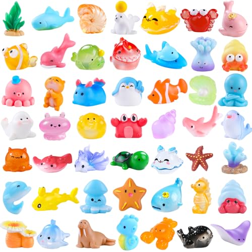 DIYDEC Mini-Ozean-Tiere aus Kunstharz, 50 Stile, kleine Meerestiere zum Verstecken von Meeren, Miniatur-Figuren für Urlaub, Party, Gastgeschenke, Taschenfüller, Mikrogarten, Puppenhaus DIYDEC Mini-Ozean-Tiere aus Kunstharz, 50 Stile, kleine Meerestiere zum Verstecken von Meeren, Miniatur-Figuren für Urlaub, Party, Gastgeschenke, Taschenfüller, Mikrogarten, Puppenhaus von DIYDEC